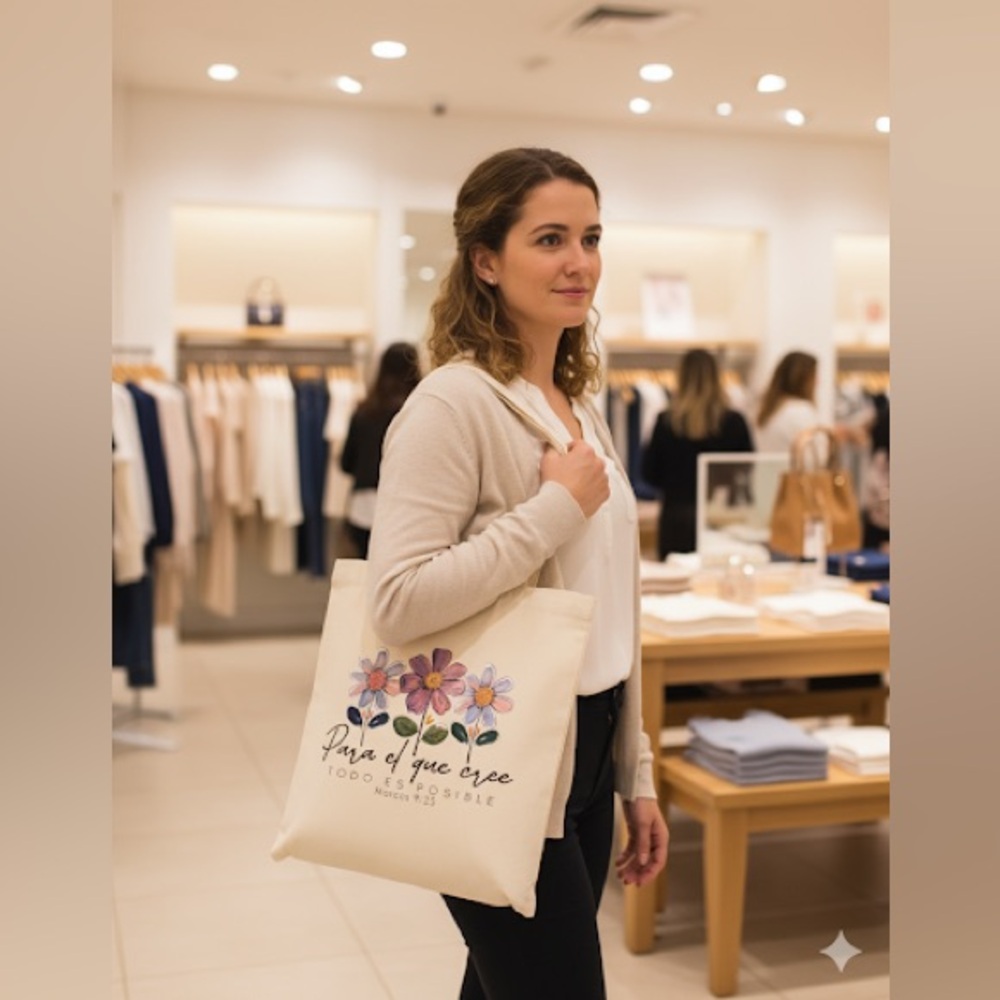 Floral Cream Tote Bag